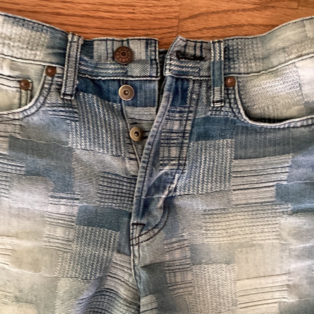 RARE Madewell Rivet & Thread Patchwork Jean Shorts - Picture 3 of 6